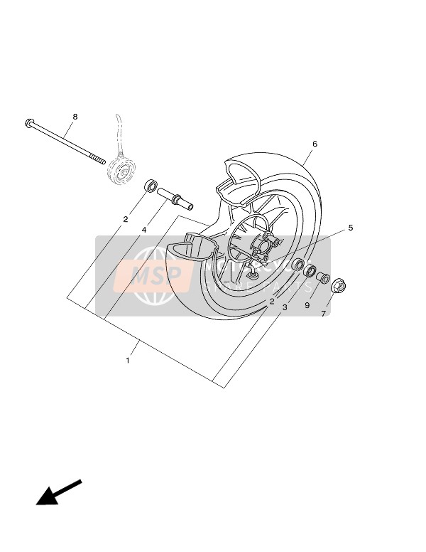 Yamaha XN150 TEOS 2002 Ruota anteriore per un 2002 Yamaha XN150 TEOS